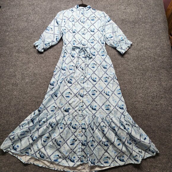 Holly Shae Catherine Maxi Dress Pagoda Party Chinoiserie Print Size XS/M - Picture 1 of 16